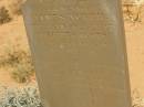 
James NORTH, (husband of Elizabeth) d: 1st March 1869, aged 40
Cemetery at Kanyaka Homestead, north of Quorn, South Australia
