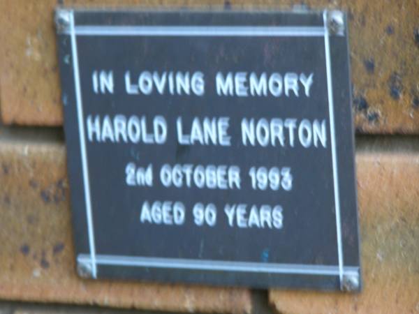 Harold Lane NORTON  | d: 2 Oct 1993, aged 90  | Kenmore-Brookfield Anglican Church, Brisbane  | 