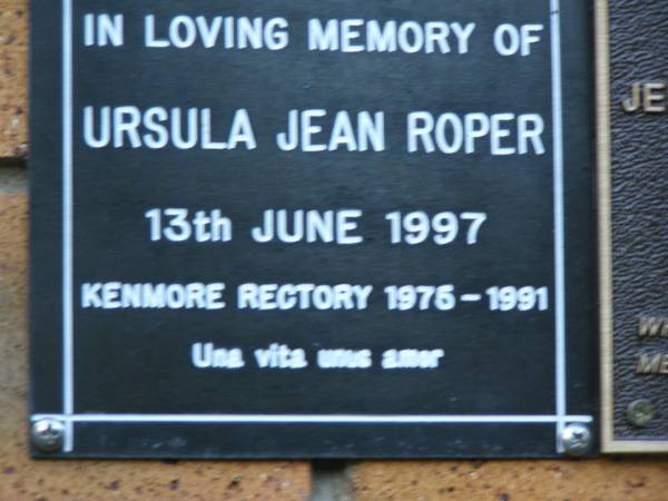 Ursula Jean ROPER  | d: 13 Jun 1997  | Kenmore-Brookfield Anglican Church, Brisbane  | 