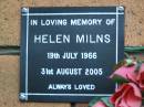 Helen MILNS b: 19 Jul 1966, d: 31 Aug 2005 Kenmore-Brookfield Anglican Church, Brisbane 
