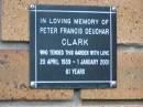 Peter Francis Deuchar CLARK b: 20 Apr 1939, d: 1 Jan 2001, aged 61 Kenmore-Brookfield Anglican Church, Brisbane 