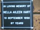 Nella Aileen HART d: 10 Sep 1996, aged 87 Kenmore-Brookfield Anglican Church, Brisbane 