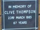 
Clive THOMPSON
d: 23 Mar 1985, aged 67
Kenmore-Brookfield Anglican Church, Brisbane
