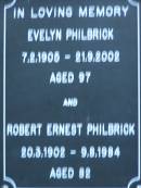 
Evelyn PHILBRICK
b: 7 Feb 1905, d: 21 Sep 2002, aged 97
Robert Ernest PHILBRICK
b: 20 Mar 1902, d: 9 Aug 1984, aged 82
Kenmore-Brookfield Anglican Church, Brisbane
