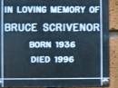 Bruce SCRIVENOR b: 1936, d: 1996 Kenmore-Brookfield Anglican Church, Brisbane 