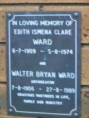 
Edith Ismena Clare WARD
b: 6 Jul 1909, d: 5 Aug 1974
Walter Bryan WARD
b: 7 Aug 1906, d: 27 Aug 1989
Kenmore-Brookfield Anglican Church, Brisbane
