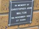 Christopher John WALTON d: 9 Nov 1992, aged 37 Kenmore-Brookfield Anglican Church, Brisbane 