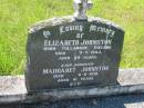 
Elizabeth JOHNSTON,
born Tullamore Ireland,
died 9-5-1944 aged 89 years;
Margaret JOHNSTON, daughter,
died 4-6-1941 aged 61 years;
St Johns Catholic Church, Kerry, Beaudesert Shire
