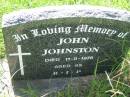 John JOHNSTON, died 11-8-1976 aged 85; St John's Catholic Church, Kerry, Beaudesert Shire 