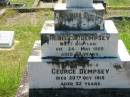 Rebecca DEMPSEY, born Scotland, died 24 May 1900 aged 70 years; George DEMPSEY, son, died 20 Oct 1915 aged 52 years; James DEMPSEY, husband, died 30 March 1865 aged 40 years, interred in Brisbane; John DEMPSEY, born Skibbereen, Country Cork, Ireland, died 11 May 1917 aged 64 years; Bridget DEMPSEY, wife, born Ballymooney, Kings County, Ireland, died 14 Dec 1879 aged 29 years; Kevin FITTON, grandson, aged 5 months; Daniel DEMPSEY, died 10 Sept 1922 aged 73 years; James DEMPSEY, died 23 Dec 1928 aged 68 years; Mary Ellen FITTON, wife mother, died 13 Sept 1947 aged 69 years; St John's Catholic Church, Kerry, Beaudesert Shire 