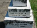 Rebecca DEMPSEY, born Scotland, died 24 May 1900 aged 70 years; George DEMPSEY, son, died 20 Oct 1915 aged 52 years; James DEMPSEY, husband, died 30 March 1865 aged 40 years, interred in Brisbane; John DEMPSEY, born Skibbereen, Country Cork, Ireland, died 11 May 1917 aged 64 years; Bridget DEMPSEY, wife, born Ballymooney, Kings County, Ireland, died 14 Dec 1879 aged 29 years; Kevin FITTON, grandson, aged 5 months; Daniel DEMPSEY, died 10 Sept 1922 aged 73 years; James DEMPSEY, died 23 Dec 1928 aged 68 years; Mary Ellen FITTON, wife mother, died 13 Sept 1947 aged 69 years; St John's Catholic Church, Kerry, Beaudesert Shire 