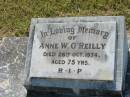 Anne W. O'REILLY, died 26 Oct 1974 aged 75 years; St John's Catholic Church, Kerry, Beaudesert Shire 