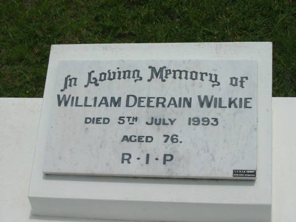William Deerain WILKIE,  | died 5 July 1993 aged 76;  | St John's Catholic Church, Kerry, Beaudesert Shire  | 