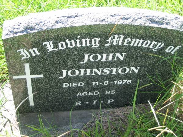 John JOHNSTON,  | died 11-8-1976 aged 85;  | St John's Catholic Church, Kerry, Beaudesert Shire  | 