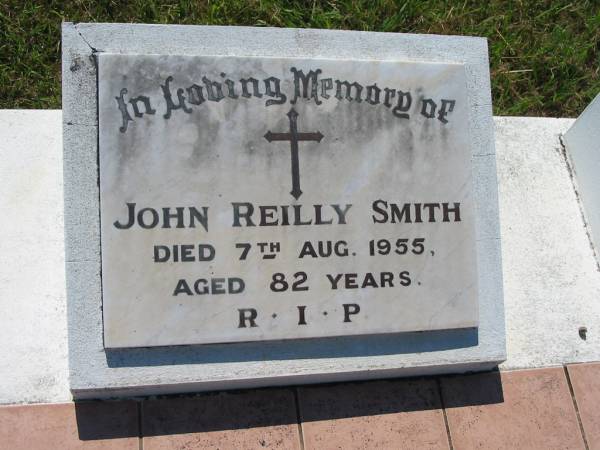 John Reilly SMITH,  | died 7 Aug 1955 aged 82 years;  | Catherine Mary SMITH,  | died 28 Jan 1983 aged 90 years;  | St John's Catholic Church, Kerry, Beaudesert Shire  | 