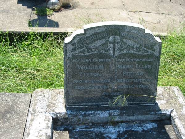 William FITTON, husband,  | died 12 Sept 1960 aged 52 years;  | Mary Ellen FITTON, mother-in-law,  | died 13 Sept 1947 aged 69 years;  | St John's Catholic Church, Kerry, Beaudesert Shire  | 