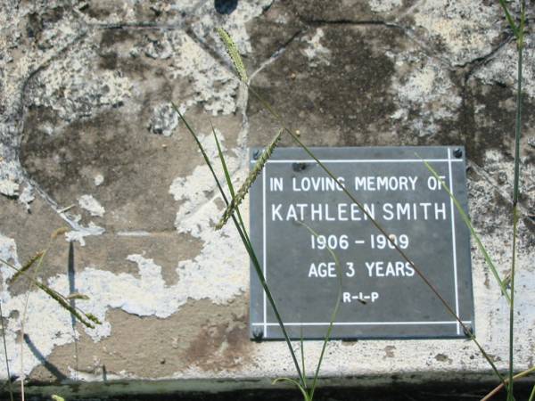 Kathleen SMITH,  | 1906 - 1909 aged 3 years;  | St John's Catholic Church, Kerry, Beaudesert Shire  | 