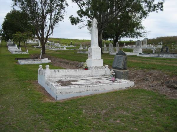 In loving memory of  | my beloved husband and our father  | Robert James BRIDGES  | who died 19th March 1927 aged 41 years.  | A precious one from us has gone  | A voice we loved is stilled  | A place is vacant in our home  | Which never can be filled.  | Olive Gertude BRIDGES, died 20 July 1942 aged 53 years;  | Our dear brother, Robert James BRIDGES, accidentally killed 12-5-50 aged 32 years;  | Kilcoy Cemetery, Queensland  | 