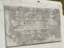 
Agnes Mary WILLIAMS,
wife mother,
died 6 Feb 1968 aged 65 years;
Kilkivan cemetery, Kilkivan Shire
