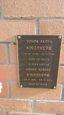 
Vonda Aileen KINGSMERE
b: 29 Aug 1926
d: 12 Jan 2006 aged 79

Henry Robert KINGSMERE
b: 30 Jul 1921
d: 23 Feb 2004 aged 82

Kilkivan cemetery, Kilkivan Shire
