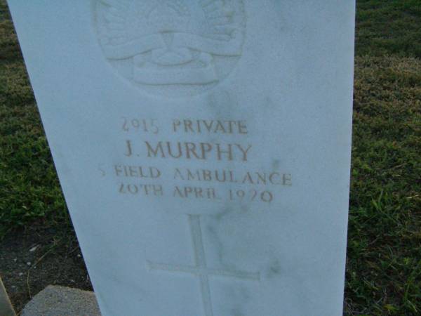 J. MURPHY,  | died 20 April 1970;  | Killarney cemetery, Warwick Shire  |