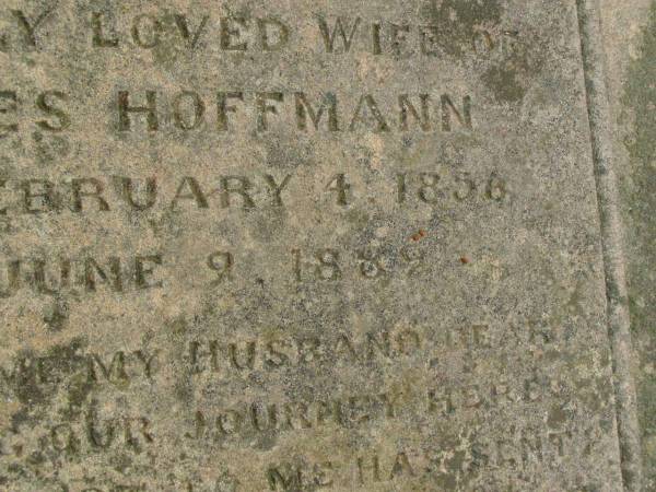 Amelia,  | wife of Charles HOFFMANN,  | born 4 Feb 1856,  | died 9 June 1889;  | Killarney cemetery, Warwick Shire  | 