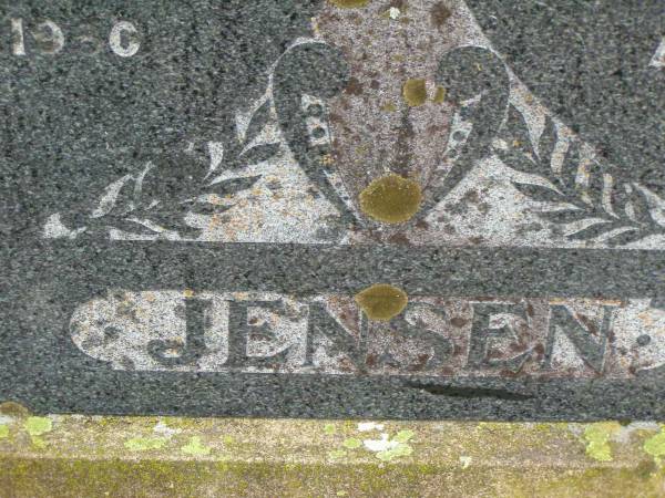 Knud Wognsgaard JENSEN,  | born 1851,  | died 1930;  | Kristina Martina JENSEN,  | born 1856,  | died 1930;  | Killarney cemetery, Warwick Shire  | 