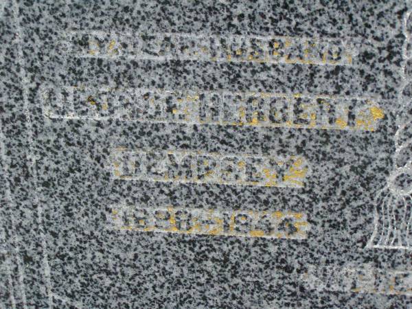 George Herbert DEMPSEY,  | husband,  | 1888 - 1944;  | Birgitte Adele DEMPSEY,  | relict of George Herbert DEMPSEY;  | Killarney cemetery, Warwick Shire  | 