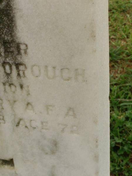 R.J. SPREADBOROUGH,  | died 13 Sept 1958 aged 72 years;  | Killarney cemetery, Warwick Shire  | 