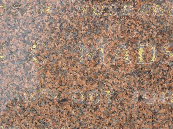 Colin C. MADSEN,  | husband,  | died 16 Oct 1967 aged 36 years;  | Killarney cemetery, Warwick Shire  |