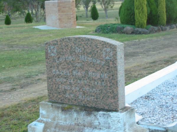 Hazel May HORNE,  | died 26 Oct 1989? aged 24? years;  | Killarney cemetery, Warwick Shire  |   | 