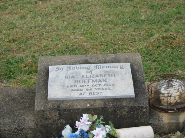 Ida Elizabeth HOFFMAN,  | mum,  | died 18 Oct 1969 aged 64 years;  | Killarney cemetery, Warwick Shire  | 