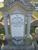 Charles NELSON, husband, died 4 Sept 1923 aged 61 years; Killarney cemetery, Warwick Shire 