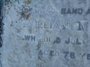 
William MILWARD,
husband father,
died 27 July 1908 aged 78 years;
Killarney cemetery, Warwick Shire
