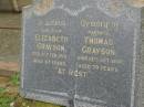 parents; Elizabeth GRAYSON, died 6 Feb 1919 aged 67 years; Thomas GRAYSON, died 13 Oct 1931 aged 79 years; Killarney cemetery, Warwick Shire  