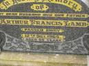 
Arthur Francis LAMB,
husband father,
died 12 Oct 1964 aged 65 years;
Myrtle Annie LAMB,
mother,
died 19 April 1971 aged 71 years;
Killarney cemetery, Warwick Shire
