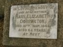 
Mary Elizabeth DORRINGTON,
mother,
died 16 Mar 1949 aged 62 years;
Killarney cemetery, Warwick Shire
