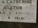 
Martha Catherine HIGGLETON,
mother,
died 18 Dec 1951 aged 76 years;
Killarney cemetery, Warwick Shire
