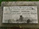 Egmont (Monty) HOMAN, husband father, died 11 July 1962 aged 80 years; Mary HOMAN, mother, died 7 Aug 1966 aged 86 years; Killarney cemetery, Warwick Shire 