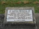 
Janet Smith FAGG,
wife mother,
died 9 Feb 1961 aged 74 years;
Samuel George FAGG,
husband father,
died 10 March 1972 aged 91 years;
Killarney cemetery, Warwick Shire
