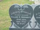 Roland R. MEDHURST, husband, born 1870, died 1833; Nancy A. MEDHURST, mother, born 1867, died 1943; H.J. MEDHURST, killed in action 1917; C.R. MEDHURT, died England 1916; Killarney cemetery, Warwick Shire 