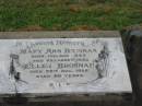 
Mary Ann BROSNAN,
born Ireland 1854,
died Killarney 1932;
Ellen BROSNAN,
died 28 Aug 1966 aged 86 years;
Killarney cemetery, Warwick Shire
