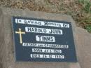 Harold John TIMMS, father grandfather, born 21-3-1921, died 26-12-1987; Killarney cemetery, Warwick Shire 