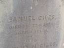 
Samuel GILES
d: 18 Feb 1829 aged 9 years

Edward H GILES
d: 18 Jul 1839
aged 8 mo

This stone erected by their brothers and sisters 1889

Kingscote historic cemetery - Reeves Point, Kangaroo Island, South Australia

