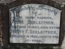 
parents;
Annie SEELEITHER,
died 17 June 1927 aged 53 years;
Henry F. SEELEITHER,
died 18 July 1936 aged 70 years;
Kingston Pioneer Cemetery, Logan City
