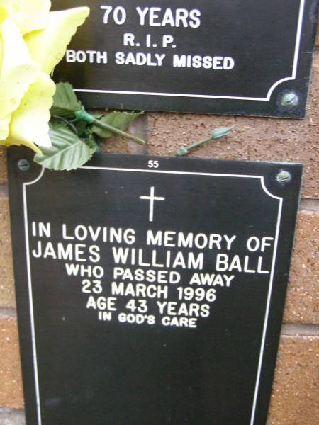 James William BALL,  | died 23 March 1996 aged 43 years;  | Lawnton cemetery, Pine Rivers Shire  | 