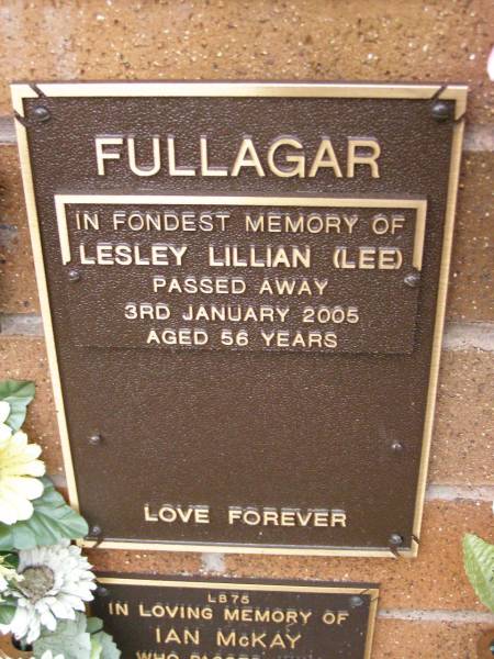 Lesley Lillian (Lee) FULLAGAR,  | died 3 Jan 2005 aged 56 years;  | Lawnton cemetery, Pine Rivers Shire  | 