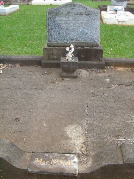 William MACPHAIL,  | born Thurso Scotland,  | died 31 Mar 1948 aged 71 years;  | Lawnton cemetery, Pine Rivers Shire  | 
