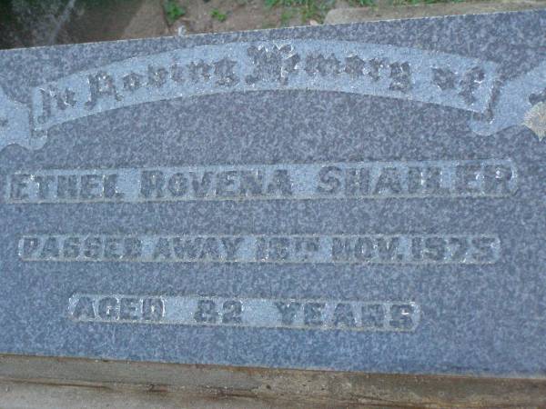 Ethel Rovena SHAILER,  | died 13? Nov 1975 aged 82 years;  | Lawnton cemetery, Pine Rivers Shire  | 