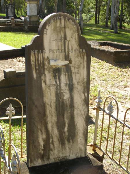 Neils Peter JOHNSON,  | died 10 Aug 1908 aged 21 years;  | Lawnton cemetery, Pine Rivers Shire  | 